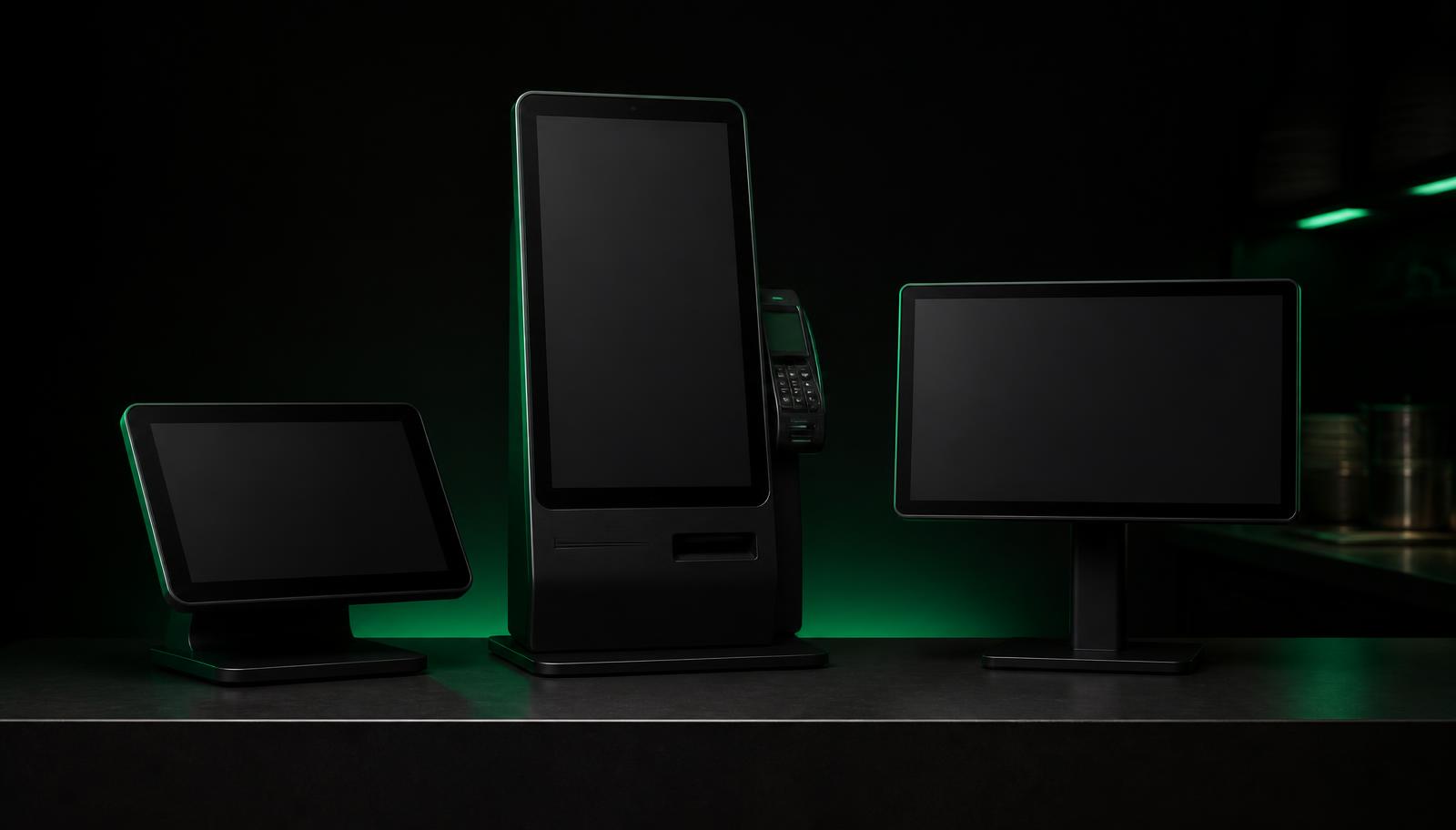 POS terminal, self-ordering kiosk and kitchen display lineup